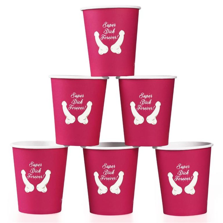 Lovetoy party roze čaše s motivom penisa - 6 komada