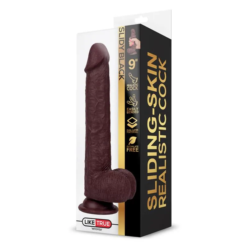 Dildo s pomičnim slojem LikeTrue 21 cm - smeđi Ambalaža Dilda s pomičnim slojem LikeTrue 21 cm - smeđi