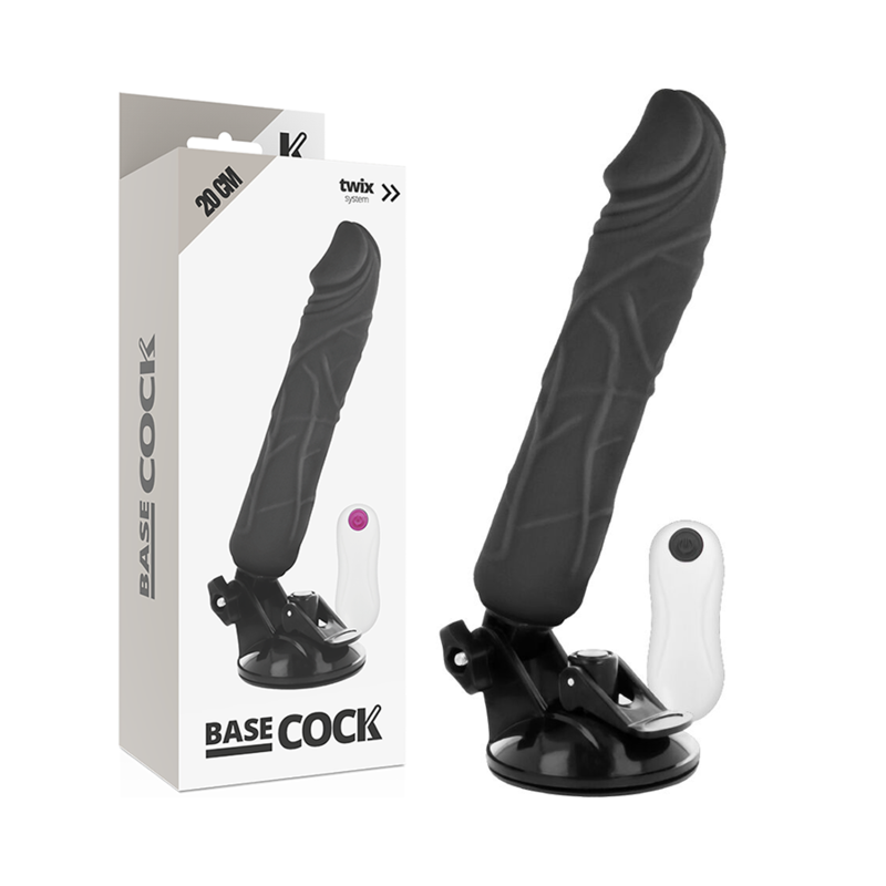 Vibrator crni 20 cm - Basecock Vibrator crni 20 cm - Basecock i žičani daljinski upravljač