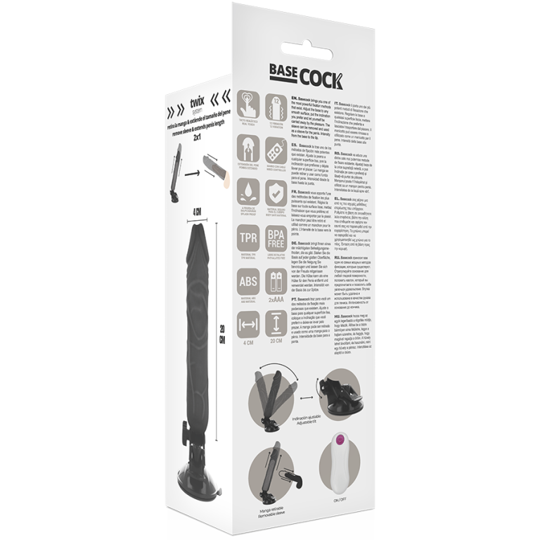 Vibrator crni 20 cm - Basecock u ambalaži