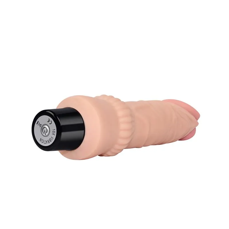 Vibrator Real Softee 16 cm Vibrator Real Softee 16 cm i prikaz baze vibratora s tipkom za upravljanje