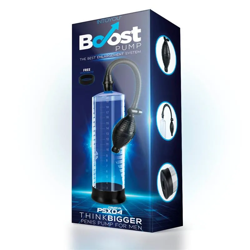 Pumpa za penis Boost Crystal - PSX04 Pumpa za penis Boost Crystal - PSX04 prikaz ambalaže s prednje strane.