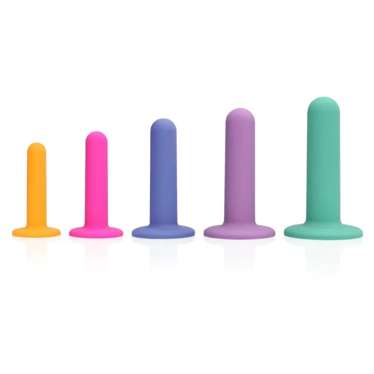 Silikonski vaginalni dilatatori - Multicolor - prikaz svih 5 dilatatora različite boje i dimenzija.