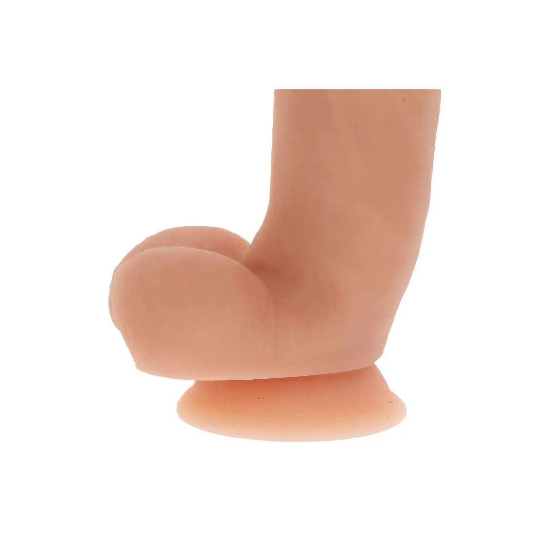 Dildo boje kože 15 cm - Get Real Silicone prikaz testisa i vakuumske baze.