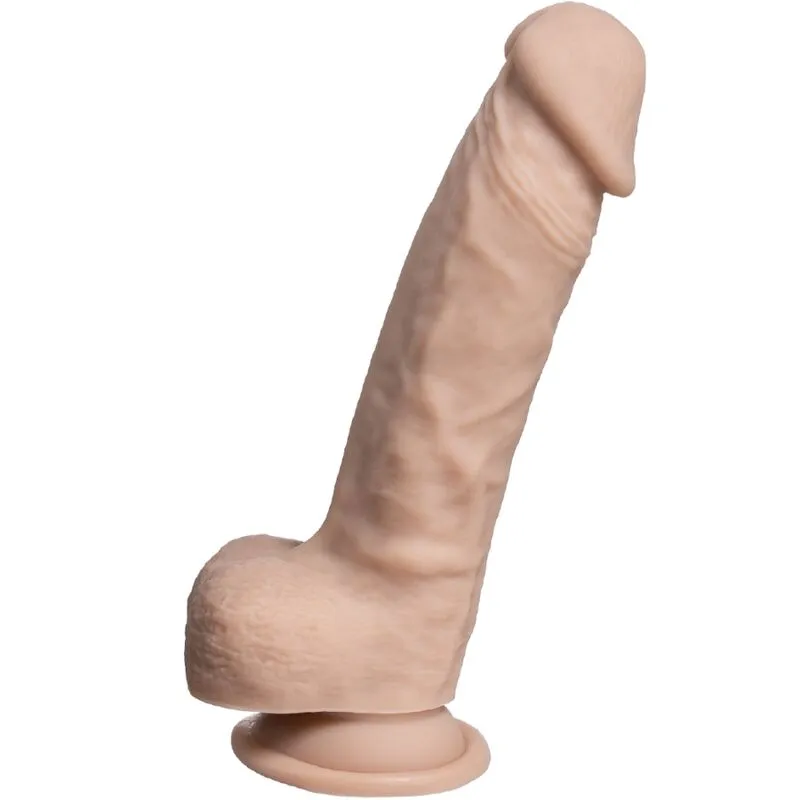 real Dildo boje kože 20 cm - Silexd Real Skin model 120 Dildo boje kože 20 cm - Silexd Real Skin model 1. Na slici je vidljiva vakuumska baza, testisi i izraženi glavić
