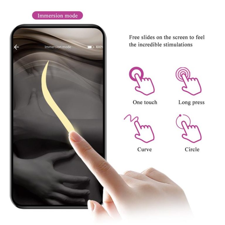 Vibrator s aplikacijom - Pretty Love Billy zaslon unutar aplikacije gdje pomak prsta po ekranu pruža različite vibracije