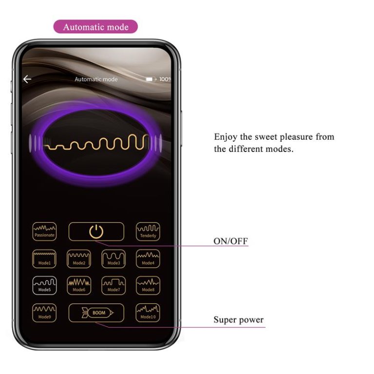 Vibrator s aplikacijom - Pretty Love Billy zaslon unutar aplikacije gdje možete birati između 12 različitih vibracija