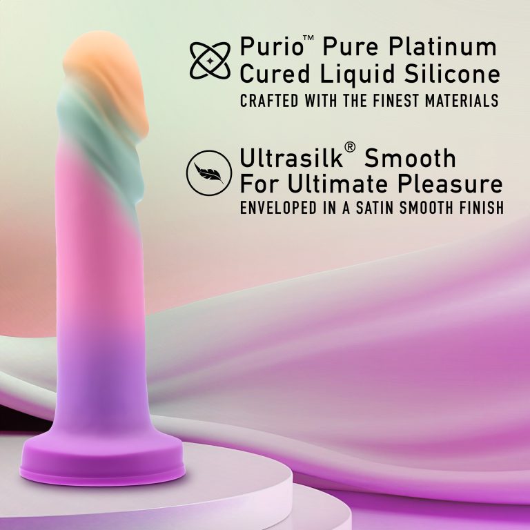 Dildo 18 cm - Avant Sunrise Gaze - na slici je navedeno da je napravljen od silikona Purio i Ultra Silk