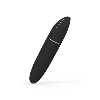 Lelo Mia 3 mini vibrator - crni - vibrator u obliku ruža za usne s LELO logom na poklopcu