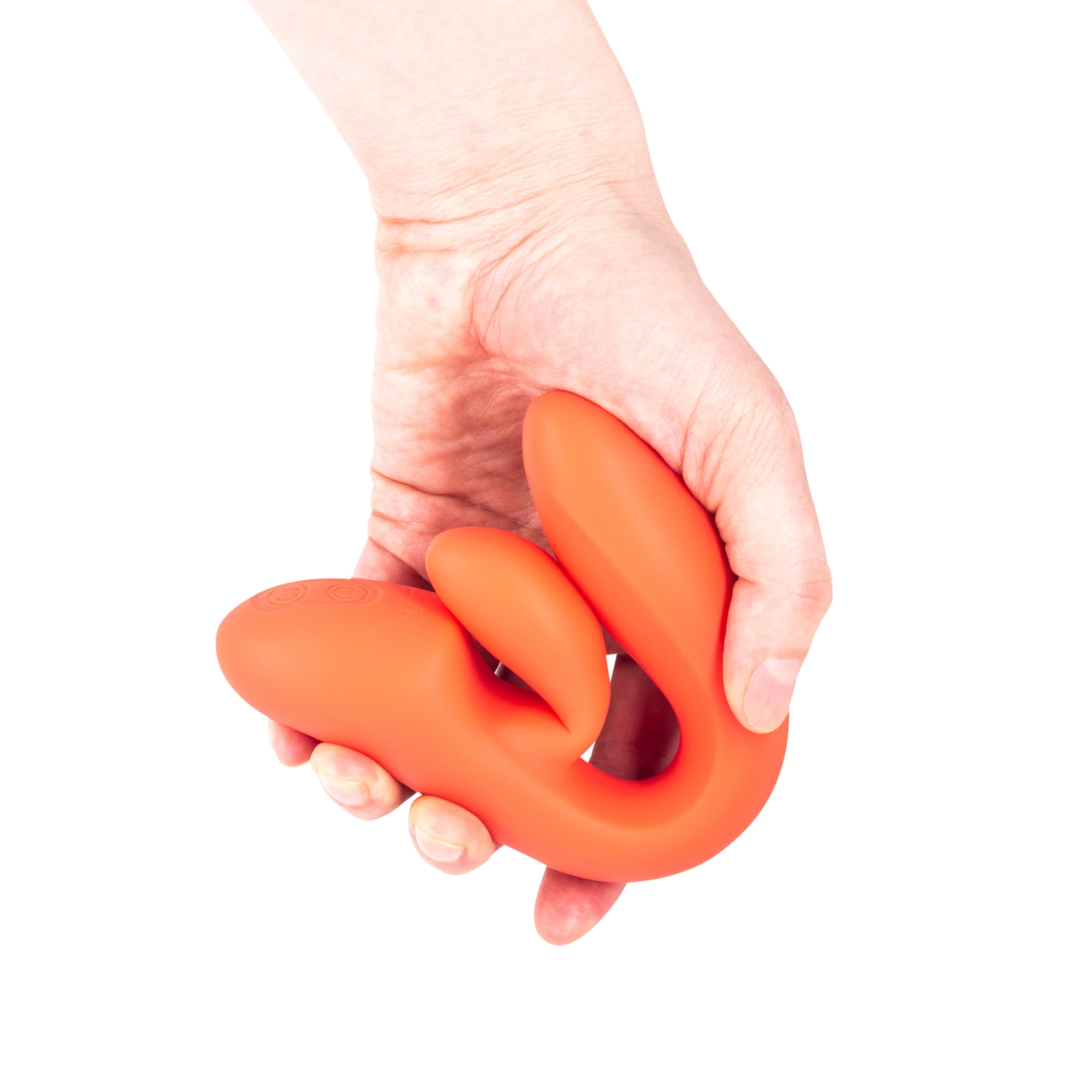 Rabbit vibrator Bali Sunset - Coral Pink - prikaz fleksibilnosti u ruci