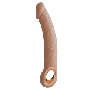Vibrator boje kože - Relax - prikaz s bočne strane gdje je vidljiv otvor za prst na dnu uređaja zbog bolje kontrole prilikom korištenja.