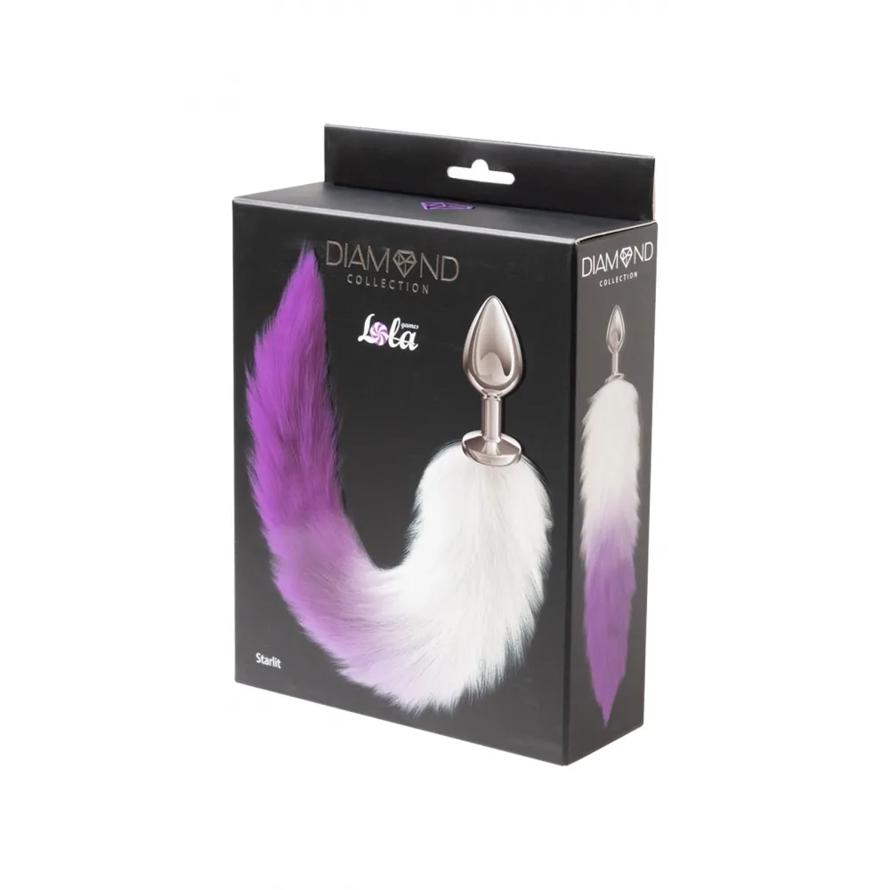 Analni čep s repom Diamond Starlit - ljubičasti Analni čep s repom Diamond Starlit - ljubičasti - ambalaža