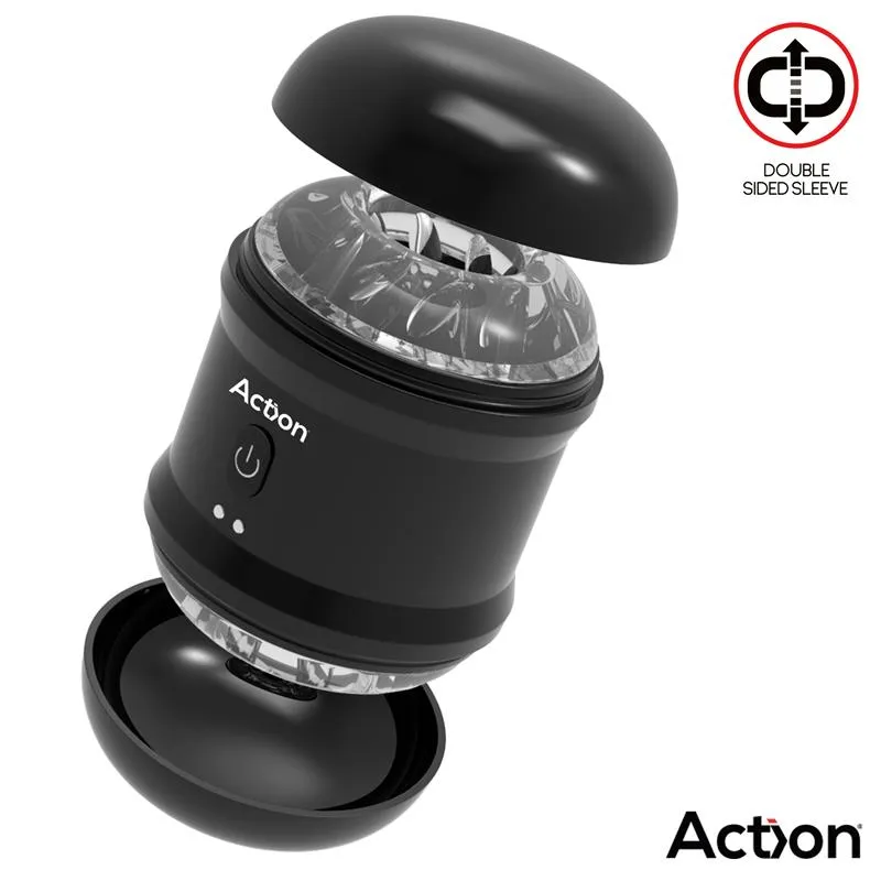 Masturbator s vibracijom - Thor - prikaz stavljanja oba poklopca za zaštitu