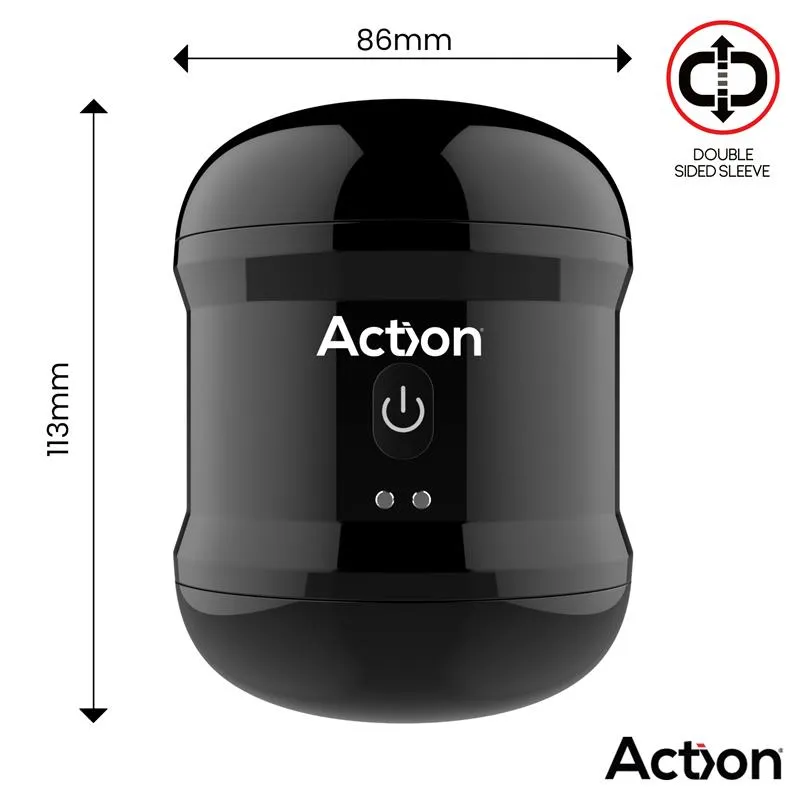 Masturbator s vibracijom - Thor - prikaz dimenzija: dužina 11,3 cm, širina 8,6 cm.