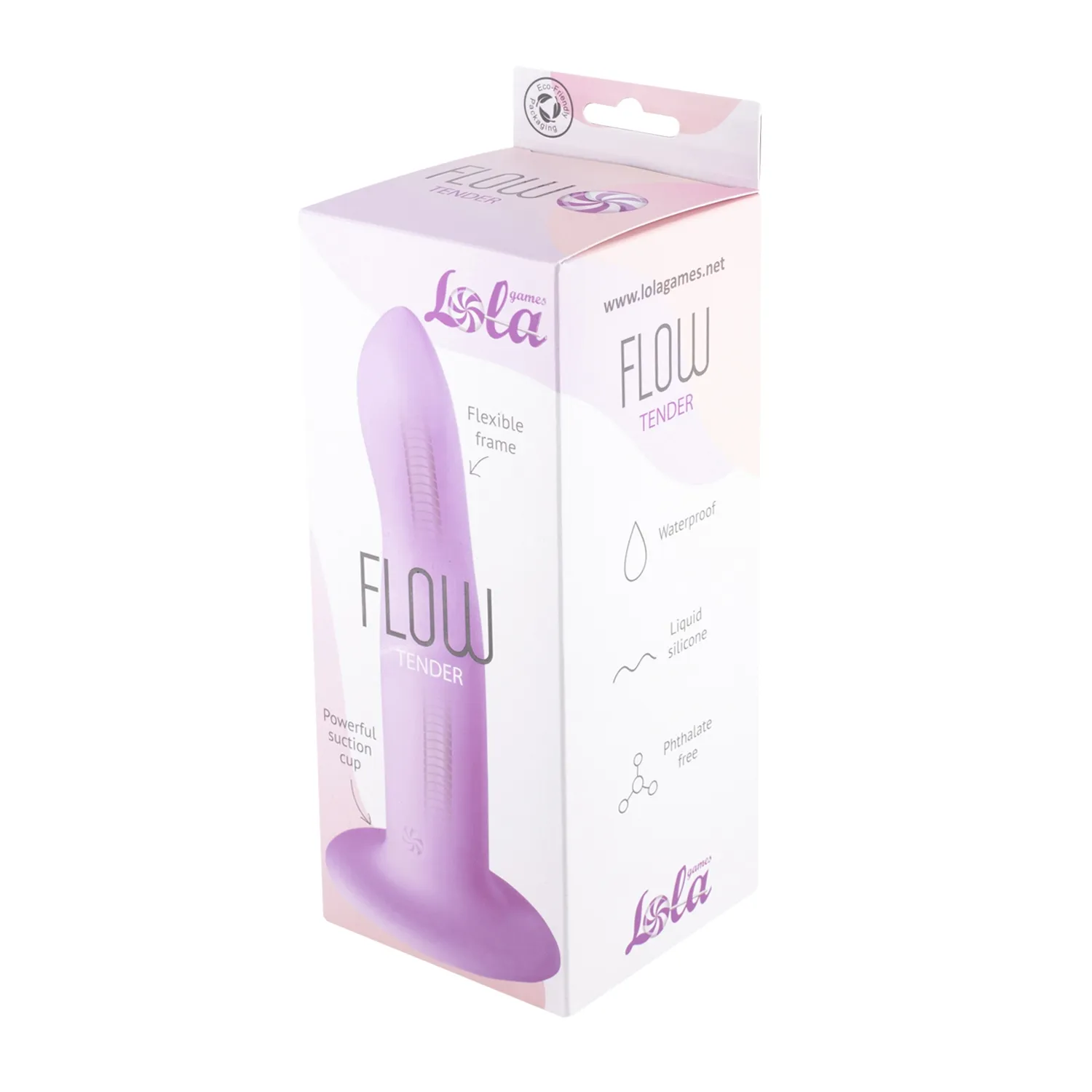 Dildo ljubičasti 16 cm - Flow Tender Dildo ljubičasti 16 cm - Flow Tender - ambalaža
