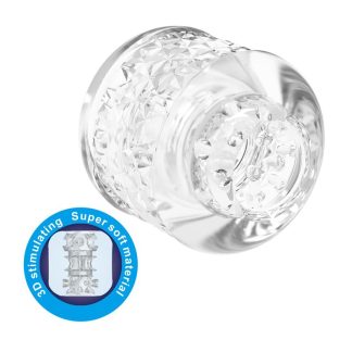 Mini masturbator prozirni - Crystle - prikaz teksturiranog kanala za penetraciju