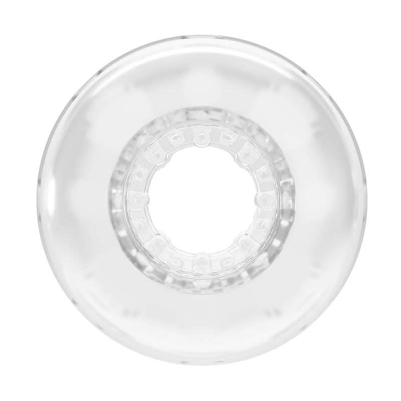 Mini masturbator prozirni - Crystle - prikaz okruglog otvora za penis