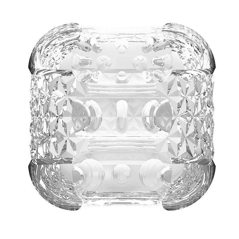 Mini masturbator prozirni - Crystle - prikaz teksturiranog kanala za penetraciju