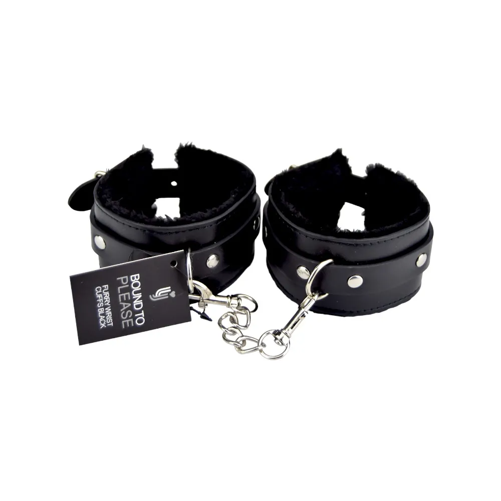 N11932-bound-to-please-furry-plush-wrist-cuffs-black