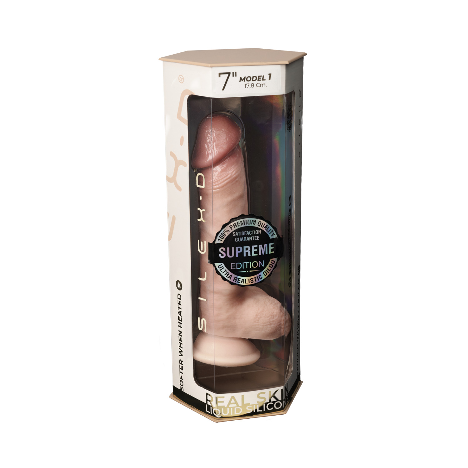 Dildo boje kože 16 cm - Silexd Premium Edition model 1 - prikaz u ambalaži