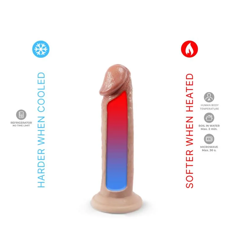Dildo boje kože 14 cm - Silexd Premium Edition model 2 - prikaz termoreaktivnog svojstva materijala