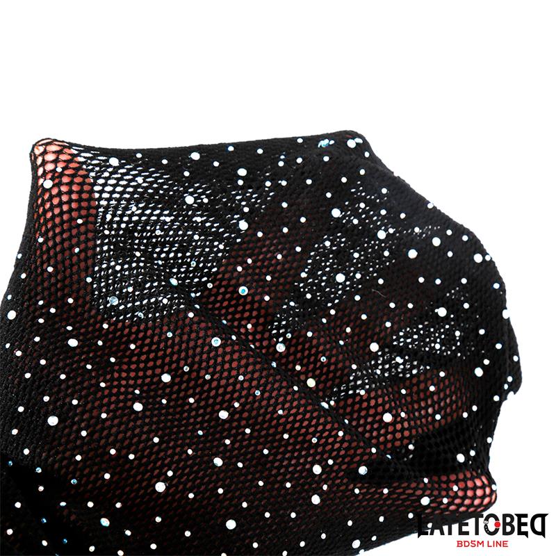 Maska za lice - Latetobed Shiny Lace Hood - rupičasta tkanina s malim imitacijama dijamanata