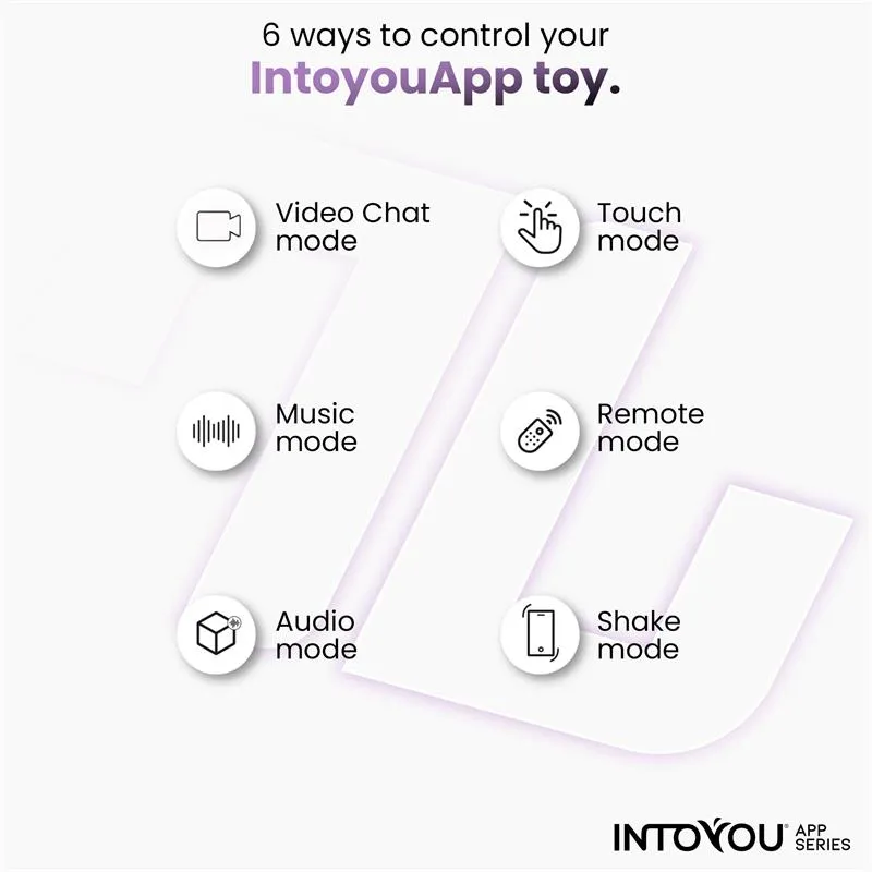 Vibracijski leptir s aplikacijom ljubičasti - Wingy - prikaz mogućnosti prilikom upravljanja aplikacijom: Remote Mode, Touch Mode, Music Mode, Shake Mode, Audio Mode, Videochat Mode