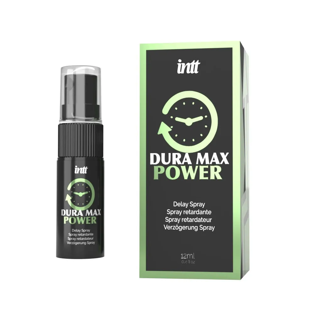 Sprej za odgodu muškog orgazma - Intt Dura Max Power 12 ml Sprej za odgodu muškog orgazma - Intt Dura Max Power 12 ml - sprej pokraj ambalaže