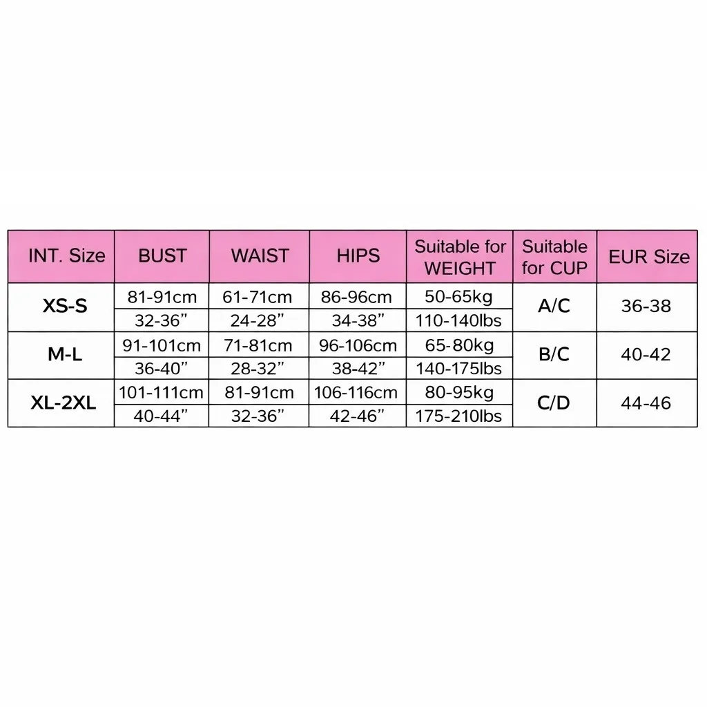 Trodijelni set - Red Floral Desire - tablica veličina - XS/S odgovara konfekcijskom broju 36-38, M/L odgovara konfekcijskom broju 40-42, XL/2XL odgovara konfekcijskom broju 44-46