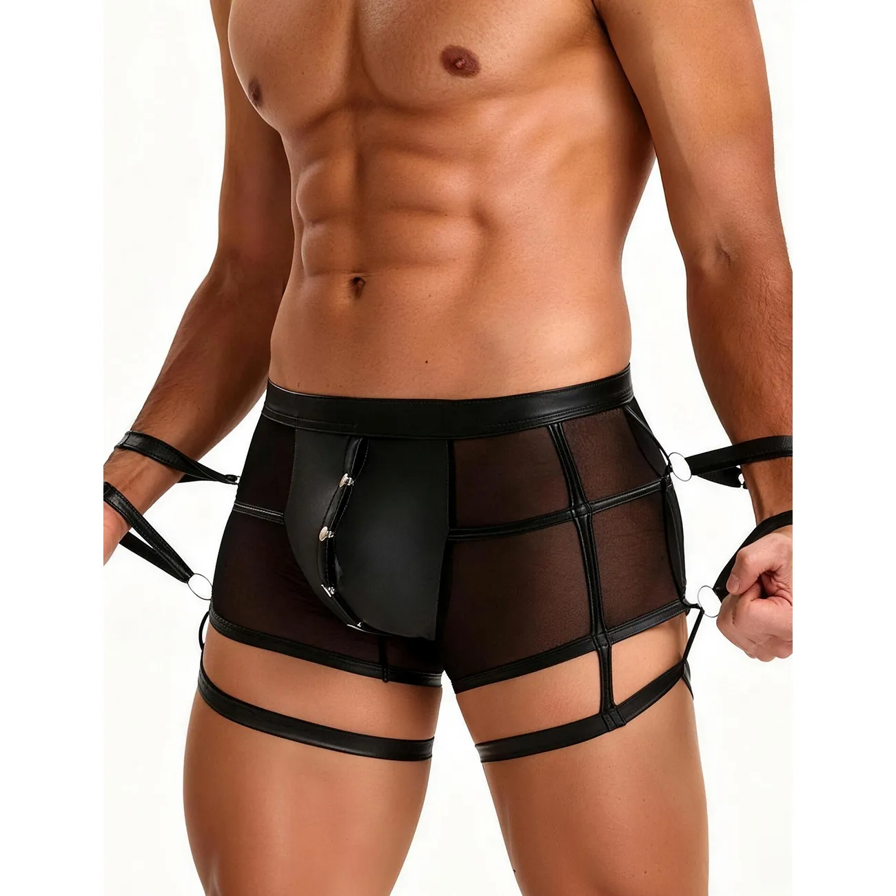 Muške bokserice s trakama crne - Side Loop Straps