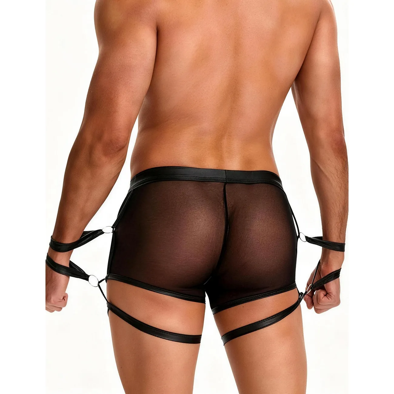 Muške bokserice s trakama crne - Side Loop Straps