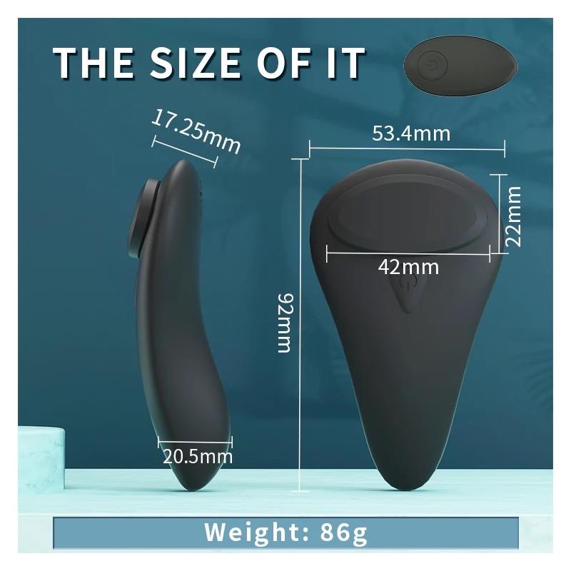 Vibrator za gaćice s daljinskim upravljačem - Bengi - dimenzije: dužina vibratora 9,2 cm, širina 53,4 cm (najšira točka)